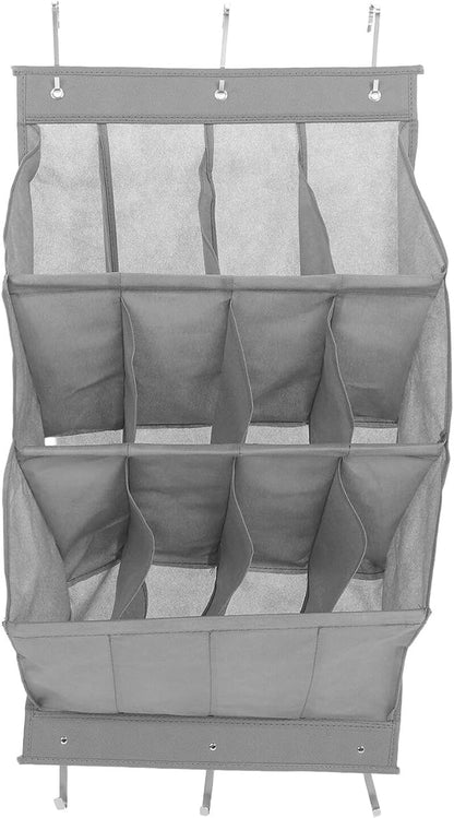 The Door Shoe Organizer Rack with 12 Grid Foldable Wall Mounted Shoe Storage Polyester for Closet and Narrow Hallways Space Saving