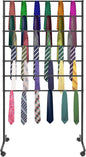 7 Tiers Rolling Display Tie & Scarf Rack Towel Belt Pants Hangers Ribbon Organizer Hijab Stand, Floor Standing Tie Scarves Hanging Rack Necktie Holder for Home Commercial Clothing Retail Store