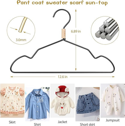 VWV Black Aluminum Hangers, 20 Pack Baby Hangers?12.6 Inch Children Baby Hanger, Sturdy Metal Children Clothes Hangers for Wardrobe, Space-Saving Toddler Hanger