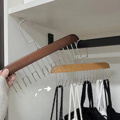 Anti Slip Multi Hook Coat Rack Storage Hangers, Wooden Belt Hanger for Closet with 8 Hooks, Anti Slip Multi Hook Coat Rack, Multifunctional Hanger with Multiple Hooks for Ties, Scarves (A, One Size)
