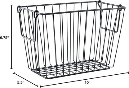G.E.T. WB-314-MG Heavy Duty Iron Wire Utility Storage Basket / Bin with Handles, 10" x 5" x 7"