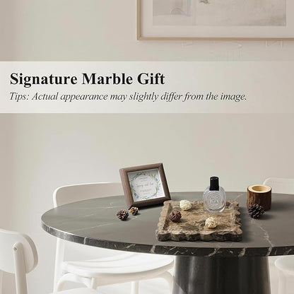 Square Marble Vanity Tray with Scalloped Edge - Natural Marble Perfume Tray Decor for Dresser, Vanity, Kitchen, Home Decor, Decorative Square Stone Tray - Brown 8 * 8 inch