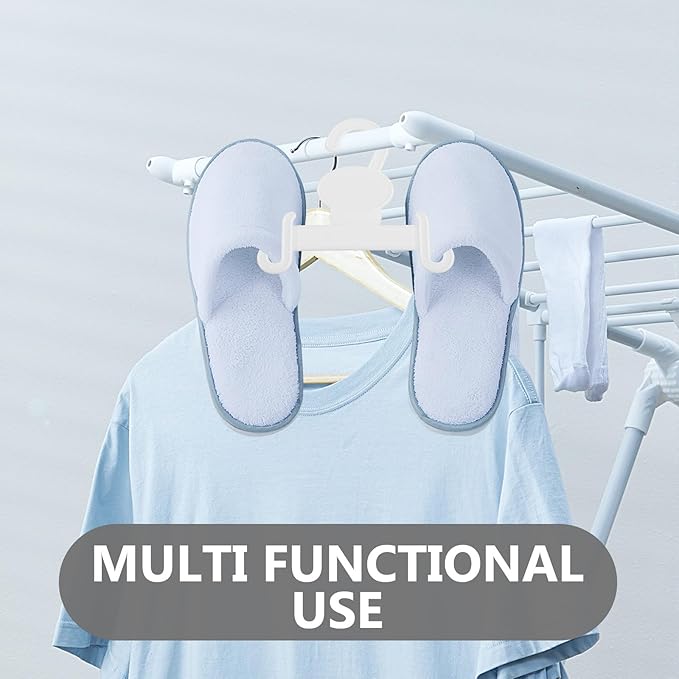 20pcs White Plastic Slipper Hanger Hooks Double Hook Shoe Holders Hanging Shoe Organizer Space-saving Storage for Closet and Laundry