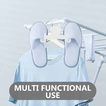 20pcs White Plastic Slipper Hanger Hooks Double Hook Shoe Holders Hanging Shoe Organizer Space-saving Storage for Closet and Laundry