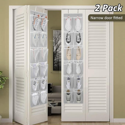 GOMAJI 2PK Over the Door 12 Pocket Hanging Shoe Organizer