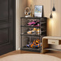 CIMLORD 3 Tier Foldable Shoe Rack for Closet Entryway 3-6 Pairs Stackable Clear Shoe Storage Boxes with Lids Small Shoes Shelf with Door Plastic Organizer Cabinet Easy Assembly Black