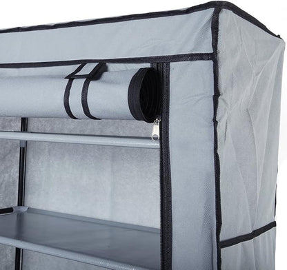 10 Tiers Shoe Rack with Dustproof Cover Shoe Storage Organizer Cabinet Shoe Shelf Tower,Non-Woven Fabric Cover (Gray)