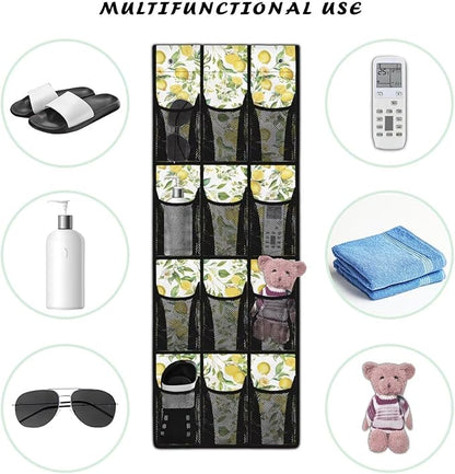 Lemon Pattern Shoe Organizer Door Hanger,Shoes Hanger Storage Organizer Bag Storage for Small Spaces,Hanging Shoe Storage
