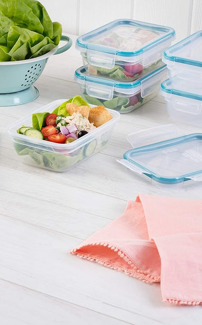 Snapware Plastic Total Solution 5-Pack (3-Cup) Food Storage Containers Set, Leakproof & Airtight Plastic Locking Lids Rectangular Tupperware, Non-Toxic BPA-Free Lids, Microwave Dishwasher Freezer Safe