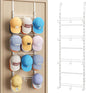 SWTYMIKI Over Door Hat Organizer - 4 Tier Metal Adjustable Wall Mounted Hat Rack with 12 Hooks Design, Hanging Baseball Cap Organizer Storage Holds up to 36 Caps for Door, Bedroom, Closet