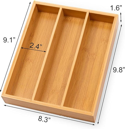 Fibogollo Silverware Organizer Bamboo Kitchen Drawer Organizer Kitchen Utensil Organizers, Flatware Organizer Tray for Flatware, Utensils(Natural)