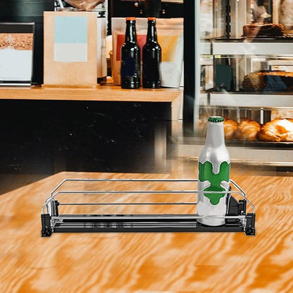 SOLUSTRE Drink Organizer for Fridge, Self-pushing Soda Can Dispenser Beverage Pusher Width Adjustable Water Bottle Pusher Automatic Glide Rack for Refrigerator Pantry Vending Machine 310MM
