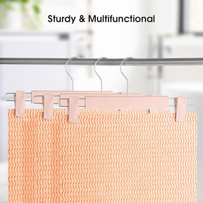 GUANJUNE Clothes Pants Hangers, Space-Saving Skirt Holders with 360 ° Swivel Hooks, Adjustable Clips, Trouser Hangers, Clothes Coat Garment Jeans Hangers (20 Pack, Pink)