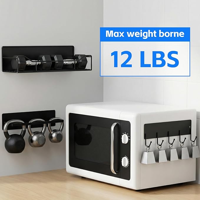 Magnetic Spice Rack for Refrigerator, 5 Pack Magnetic Fridge Organizer Shelves, Strong Magnetic Hold, No Drilling, Space Saving Storage Rack for Kitchen Spice Jars, Pantry & Refrigerator (Black)