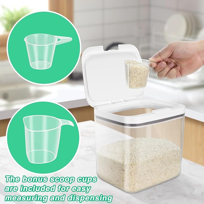 TBMAXS Flour Sugar Storage Containers, 2Pack 2.9 Qt + 4.75 Qt Food Storage Container with Pop-to-Flip Lids for Rice Dog Food Dog Treat Storage, Kitchen Organizers and Storage