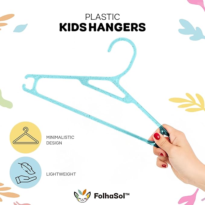 Kids Plastic Hangers (20 Pack, Multicolor), 11.4 Inch Colored Translucent Hangers for Baby/Toddler Clothing (Girls and Boys Aged 2 to 6)