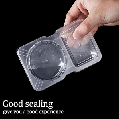 Qewro 30 Sets Double Compartment Condiment Container With Lids, Reusable Snack Container for Sauces and Snacks, Disposable Snack Containers, Ideal for On-the-Go Meals and Parties (30Pack)
