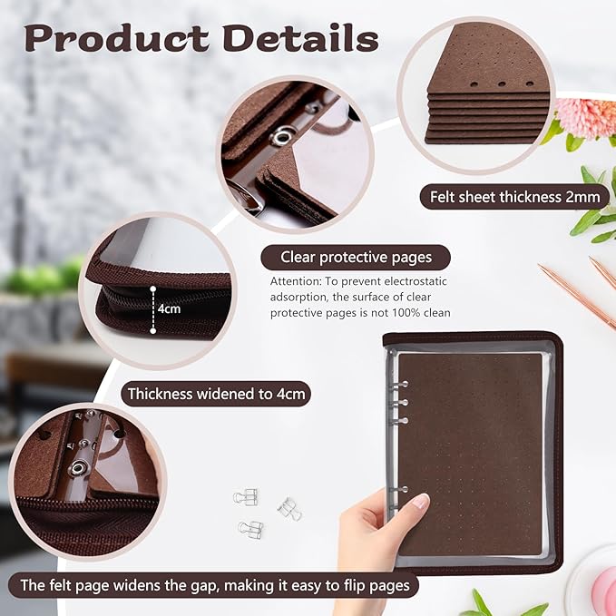 LIQALU Enamel Pin Display Book Pin Collection Binder Holder Trading Book with 8-Page Display Boards A5 Brooch Pin Storage Organizer Binder Album for Travel Collectors (Dark Brown)