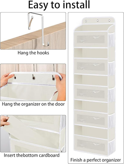 KYEVIS Over The Door Organizer, 5 Shelves Closet Door Hanging Organizer with 10 Mesh Pockets, Nursery Closet Organizer, Baby Essentials, Dorm Room Essentials for Girls