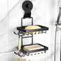 Moforoco Soap Bar Holder for Shower, No Drilling, 304 Stainless Steel, Wall Mounted Soap Holder with 4 Hooks and Razor Holder, Shower Rack Soap Tray Bar Soap for Bathroom (Black, 2-T Suction Cup)