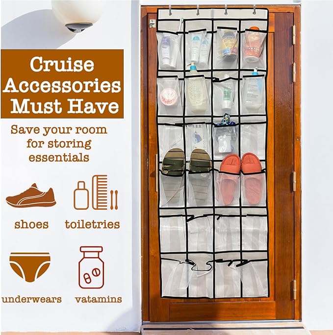 Cruise Essentials Over the Door Shoe Organizer Holder Magnetic Hooks for Cabin,Disney/Royal Caribbean/Carnival/Princess/NCL/Celebrity/MSC/Norwegian Items Must Have,Hanging Decoration Magnet