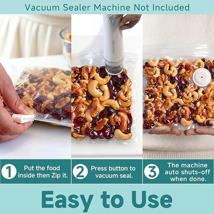 Mehomeli Reusable Vacuum Sealer Bags for Food – 30 BPA-Free Large (11.8 x 13.4in) Food Storage Bags, Freezer Microwave Safe, Odor-Resistant, Leak-Proof – Compatible with Handheld Vacuum Sealers
