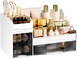 Makeup Organizer with Drawers,Large Cosmetic Storage Box,Countertop Skincare Organizer,ABS Makeup Brush Holder for Bathroom,Desk,Dresser,Multifunctional Beauty Display Case,White transparent
