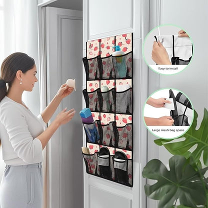 Strawberry Over the Door Shoe Organizer 12 Large Mesh Pockets Hanging Shoe Rack for Door Shoe Storage Organizer Shoe Holder Hanger