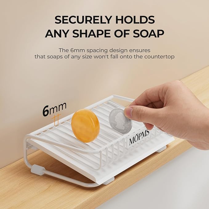 Self Draining Soap Dish, Carbon Steel Bar Soap Holder for Shower, Waterfall Design Soap Saver for Bathroom, Kicthen Sink and Countertop
