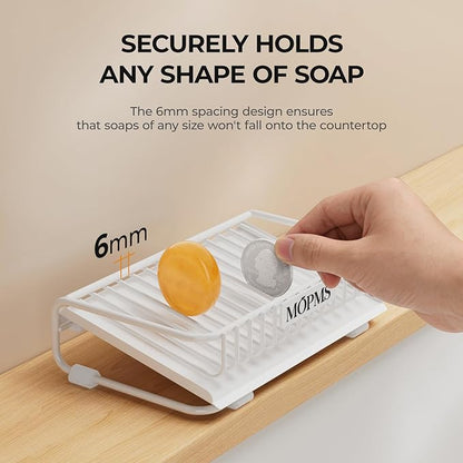 Self Draining Soap Dish, Carbon Steel Bar Soap Holder for Shower, Waterfall Design Soap Saver for Bathroom, Kicthen Sink and Countertop