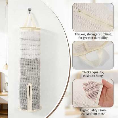 Hanging Sock Storage Bag,Wall Mount Multifunctional Bag,Sock Underwear Organizer,Hanging Closet Organizer,Saver Kitchen Storage Holder for Storing Socks Ties Plastic Bag 3PCS (Beige)