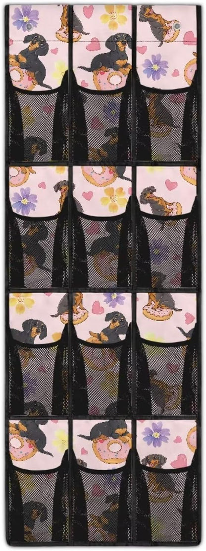 Dachshund 1 Packs Narrow Over the Door/Wall Shoe Organizer,Nursery Organization,Over The Door Organizer,Small Hanging Shoe Rack for Closet with Mesh Pocket for Bathroom
