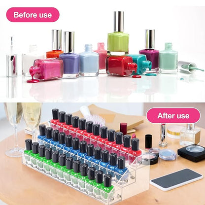 Acrylic Nail Polish Organizer Rack, 3 Tier Paint rack and Storage Shelf, Clear Display Stand for Tattoo Inks, Sunglasses, Essential Oils, Gel Nail Polish - Holds 36 Bottles