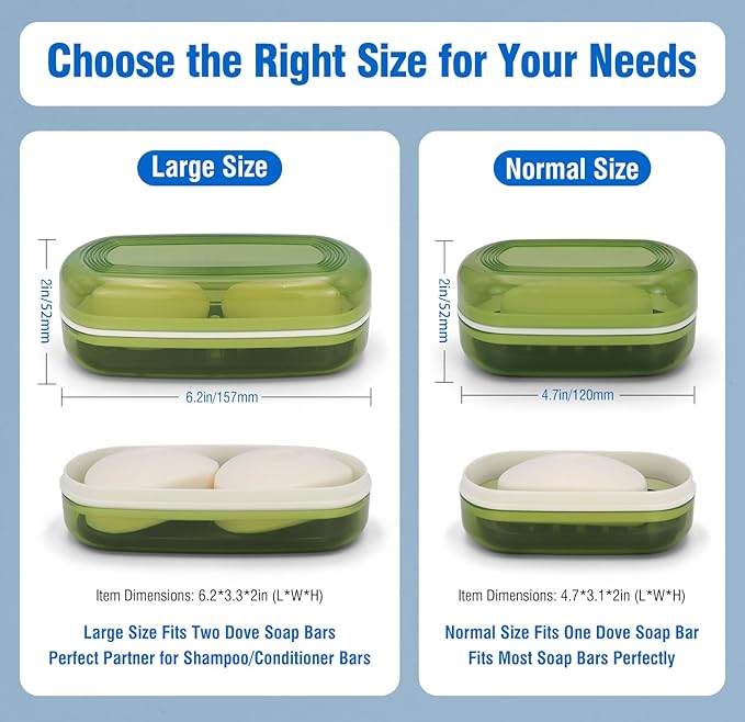 AIMAIAIMAI Soap Holder - Portable Travel Soap Case with Draining Layer - Perfect for Bathroom, Gym, Camping, Traveling (Green)