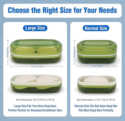 AIMAIAIMAI Soap Holder - Portable Travel Soap Case with Draining Layer - Perfect for Bathroom, Gym, Camping, Traveling (Green)