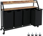 Timberer Laundry Hamper, Laundry Sorter with 4 Section, Rolling Basket with Wheels, 2 Shelves, 4 14.5 Gal, Pull-Out and Removable Oxford Fabric Bags for Laundry Room, Black and Rustic Brown
