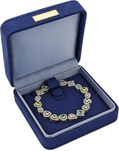 Bracelet Box, Microfiber Necklace and Bracelet Holder Necklace Box with Detachable Pad, Premium Necklace Storage Bracelet Jewelry Box for Necklaces, Bracelet (blue)