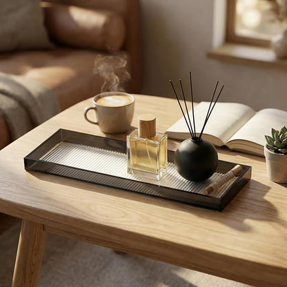 13.4"x4.3"Black Bathroom Trays for Counter,Long Narrow Tray countertop,Small Acrylic Trays for Vanity Makeup Storage,Coffee Table Organizer,Kitchen Tray,Decorative Perfume Tray for Dresser