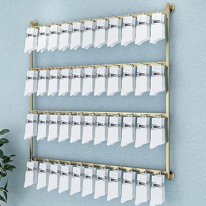 Wall-Mounted Socks Storage Organizer Display Stand, Boutique Space-Saving Hook Shelves Underwear Holder, Modern Retail Metal Frame Shelf, Multifunctional Hanging Necklace/Jewelry/Bracelet/Ring