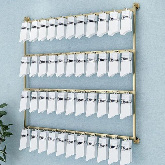 Wall-Mounted Socks Storage Organizer Display Stand, Boutique Space-Saving Hook Shelves Underwear Holder, Modern Retail Metal Frame Shelf, Multifunctional Hanging Necklace/Jewelry/Bracelet/Ring