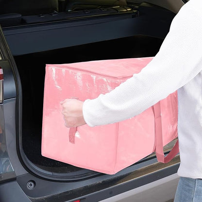 TICONN 6 Pack Extra Large Moving Bags Heavy Duty with Zippers & Carrying Handles, Durable Storage Bags Moving Boxes for Closet Organizers and Storage (6 Pack, Coral)