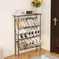 JZM Shoe Rack Storage, Narrow 4 Tier Metal Shoe Storage Shelf, Free Standing Shoe Racks, Space Saving Shoe Rack Organizer for Entryway, Hallway, Bedroom, Living Room(12-16 Pair)