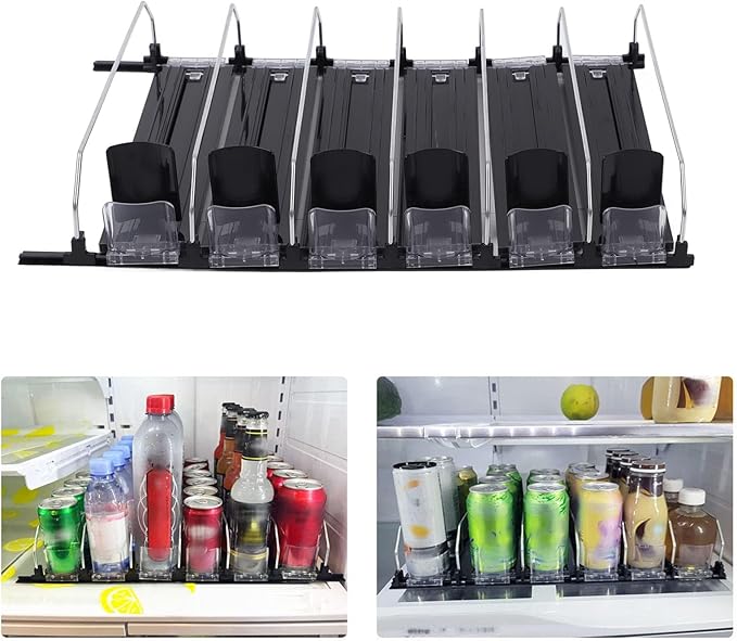 Drink Dispenser for Fridge, Self Pushing Can Organizer Automatic Pusher Glide Soda Can Dispenser for Fridge, Garage Coolers, Pantry Shelves (31cm)
