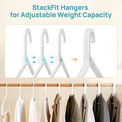 Vtopmart 20 Pack Plastic Clothes Hangers, 16.7in Standard StackFit Hangers for T-Shirt, Coats, Jackets, Sweaters, Non-Slip Slim Hanger with Hooks, Space-Saving in Closet, Durable Clothes Organizers