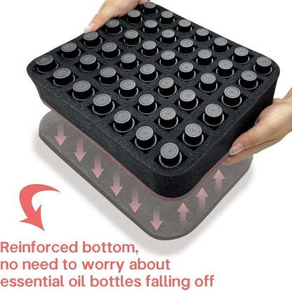 Essential oils Organizer Holder Foam Pad with Slots, Holds 42 bottles of 10ml、15ml Bottles, Removable Dividers，Black