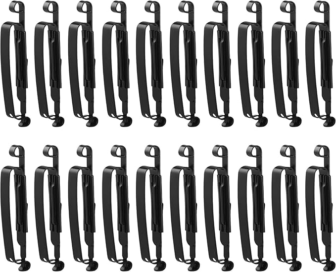 20 Pcs Metal Belt Clip Reusable Slides Strap Clip Holder for Outdoor Camping Belt Kettle Sling Bag Backpack, Black
