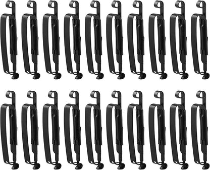 20 Pcs Metal Belt Clip Reusable Slides Strap Clip Holder for Outdoor Camping Belt Kettle Sling Bag Backpack, Black