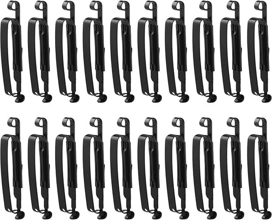 20 Pcs Metal Belt Clip Reusable Slides Strap Clip Holder for Outdoor Camping Belt Kettle Sling Bag Backpack, Black