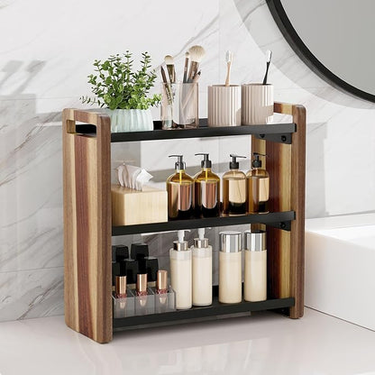 Bathroom Counter Organizer,Bathroom Counter Shelf,Bathroom Organizers,Under Sink Organizer,Cologne Organizer For Men,Cologne Cabinet,Spice Rack Organizer for Cabinet,Gifts(Brown 3 Tier)