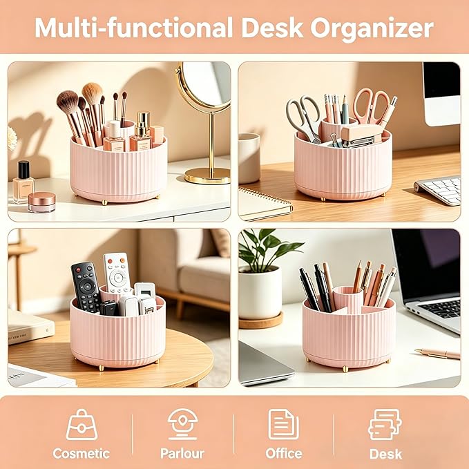 Makeup Brush Holder, Makeup Brush Organizer Countertop, Skincare Makeup Cosmetic Perfume Organizer Storage Box Case for Vanity Bathroom Countertop(Pink)